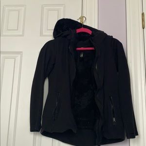 Faux fur lined zip up hoodie